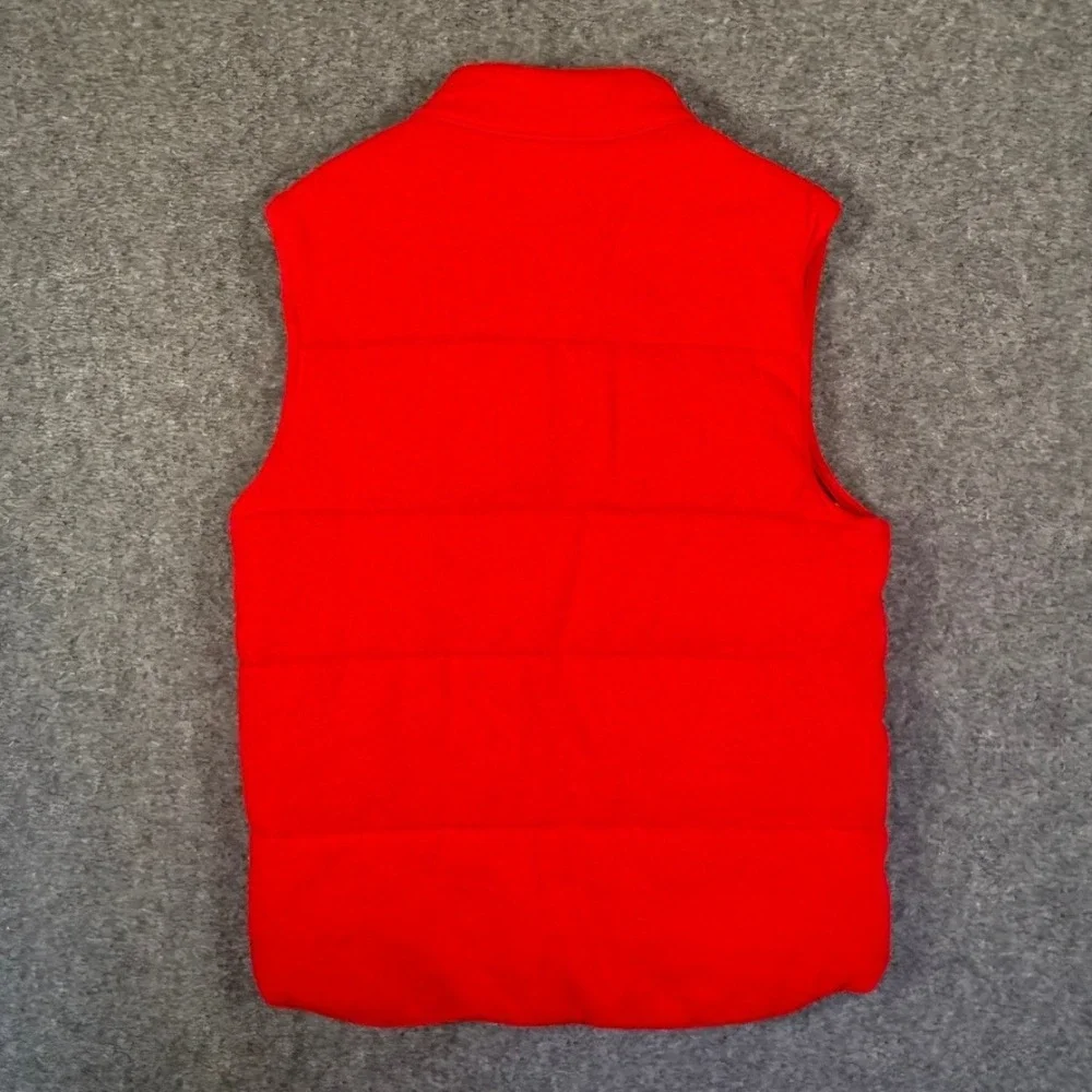 Polo Ralph Lauren Mens Red Quilted Puffer Vest Plaid Lining Snap Front Small